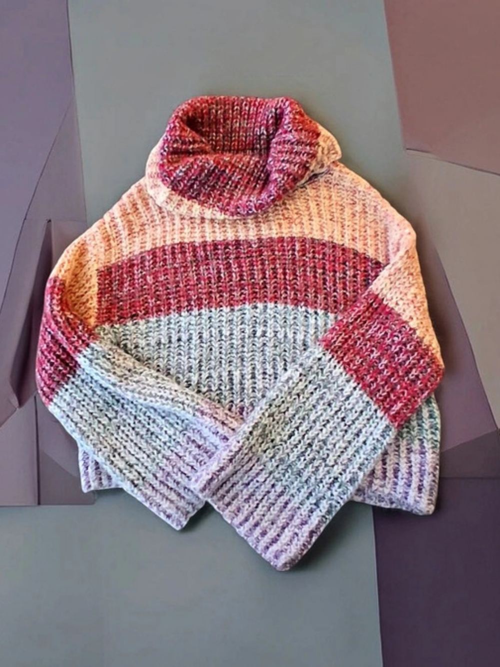 Forever 21 Color Block Cowl Neck Sweater Size Medium